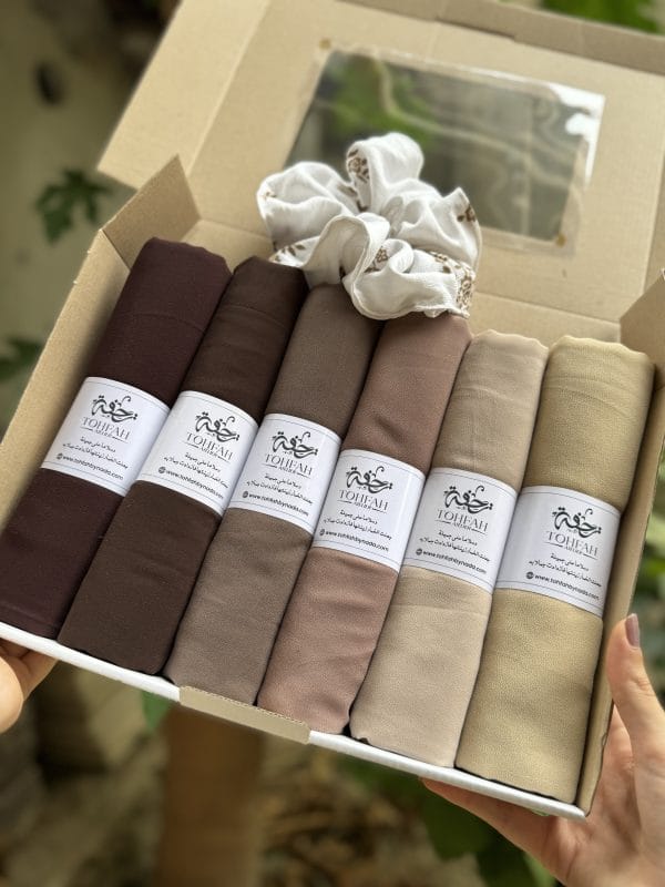 Box mousseline marron 6 foulards