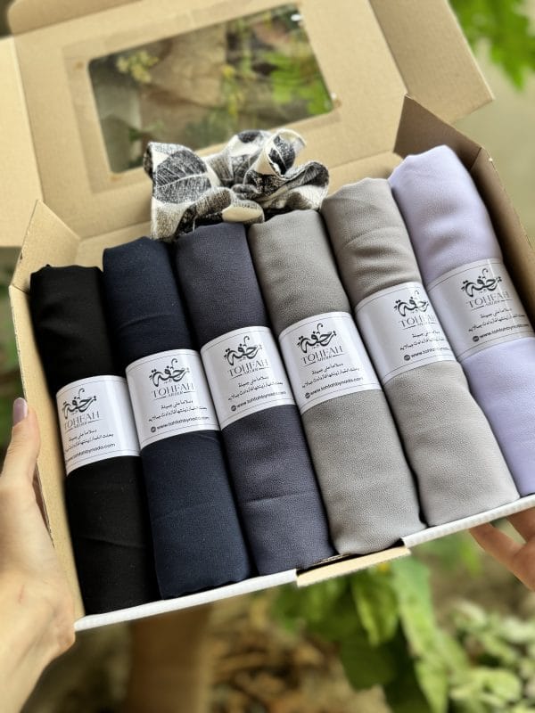 Box mousseline gris 6 foulards